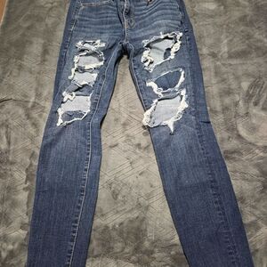 American Eagle Outfitters Ripped Dark Blue Skinny Jeans